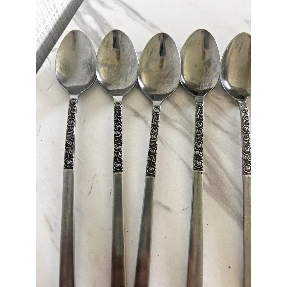 Vintage National Stainless Flatware Japan Spoons Lot of 17 Rose Serenade BxA